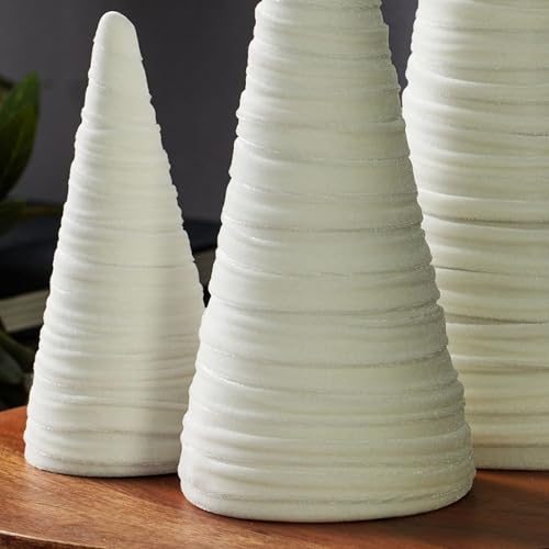 Image of Your Heart's Content Light Ivory Velvet Trees Set of 3 (Light Ivory)