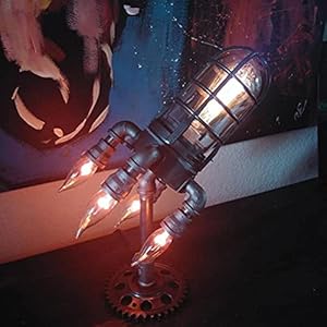 HUSHUI Steam Punk Raketlamp, Steampunk Raketlamp, Nachtlicht, Industriële Steampunk Lamp Nachtlampje Woondecoratie voor…