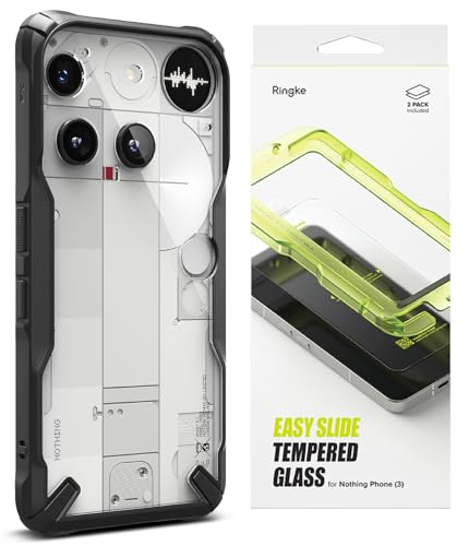 Ringke Bundle [Case + Screen Protector] for Nothing Phone (3) : Fusion-X [Black] + Easy Slide Tempered Glass [2 Pack]