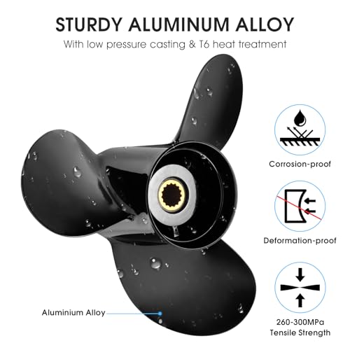 Image of 13 x 19 Aluminum Boat Propeller for Mercury Engines 40 50 60 70 75 80 90 100 115 125 140 150HP 48-77346A45 15Spline Tooth RH
