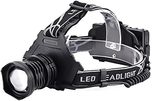 Linterna frontal recargable LED ultra brillante  90.000 lúmenes, 12 horas de funcionamiento, batería de 7500 mAh, 5 modos de luz, 90 ajustable,