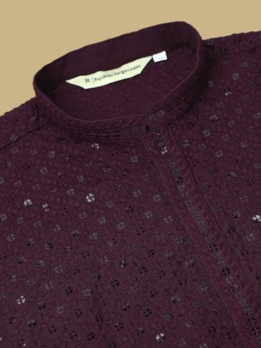 Image of Rajubhai Hargovindas Men Chikankari and Sequin Work Kurta