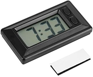 Portable Clock LCD Digital Table Car Dashboard Desk Electronic Clock Date Time Calendar Display Dashboard with Adhesive Pad