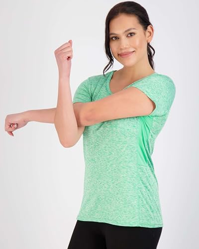 Image of Real Essentials 5 Pack: Women's Short Sleeve T-Shirts Workout Tops Fitness Pilates Gym Activewear Athletic (Plus Available)