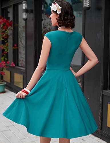 Muxxn Womens Elegant 1950S Style Knee Length Big Hem Formal Dress (Harbor Blue L) #TOP3