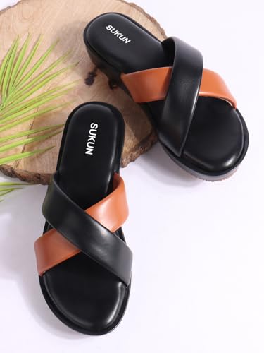 Image of Sukun 6802 Women's Wedge Heel Sandals Comfortable Cushioned Footbed Adjustable Anti-Slip Outsole Stylish & Elegant Design For Girls /Ladies