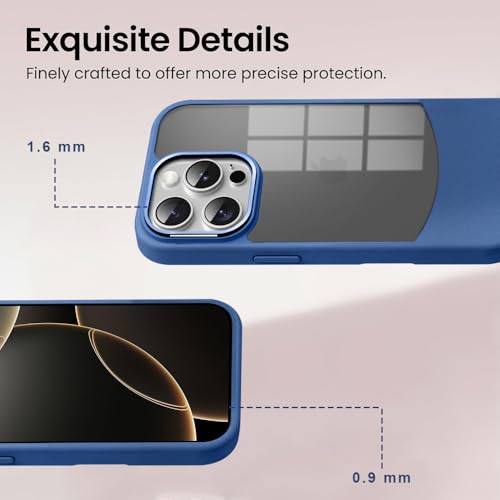 Image of KARWAN️Fusion Edge Leather Transparent Mobile Back Case | Slim Fit | Anti-Fingerprint| Scratch-Resistant | Premium Grip | Shockproof case | Back Cover for iPhone 13 Pro || Blue