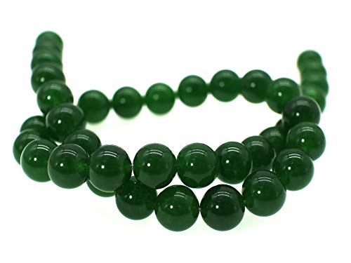 Cuentas de calcedonia, cuentas de piedra natural, cuentas redondas y lisas sueltas para hacer joyas, hechas a mano, 15 pulgadas, 1 hebra por bolsa (8 mm, 18 verde oscuro)