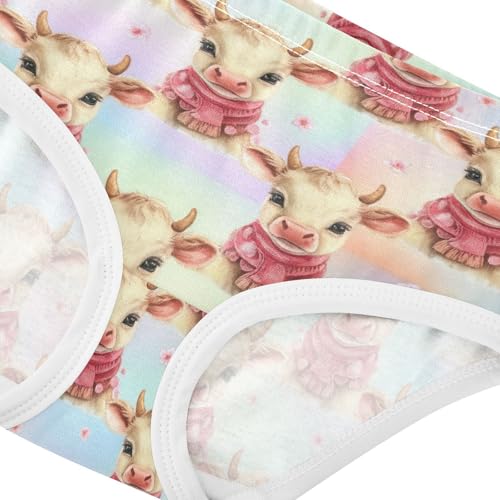 Joisal Cute Cow Rainbow Gradation Girl Panties Cute Toddler Girls Underwear Cotton Aesthetic Kids Briefs Undies 2t4