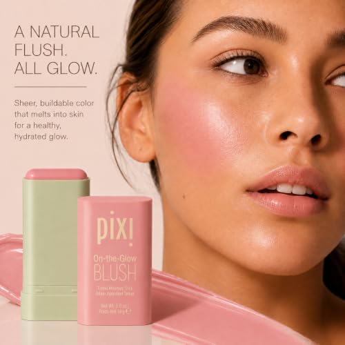 Image of Pixi On-the-Glow Blush - Fleur, Hydrating Tinted Moisture Blush Stick with Ginseng, Aloe Vera & Fruit Extracts, For Cheeks & Lips, 19g / 0.6oz, Paraben-Free