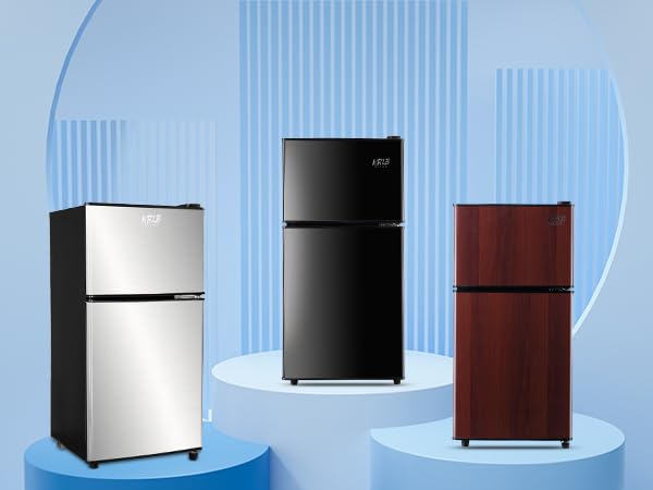 Krib Bling 3.5 Cu.Ft Mini Fridge,Small Refrigerator 7 Level Adjustable Thermostat Removable Shelves With Stainless Steel 2 Door For Office Dorm Apartment Silver on Fridge.com - View 6