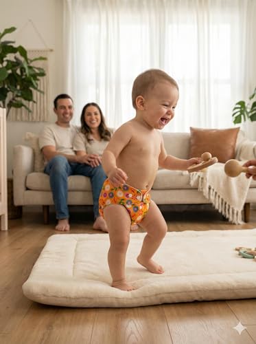 Image of Reusable Cloth Diaper for Babies | Washable Baby Cloth Diaper with Absorbent Insert | Leak Proof Adjustable Free Size Pocket Diaper 3M -3Years | Eco Friendly Reusable Baby Diaper (2, ORANGE FLORAL, One Size)