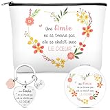 Différentes tailles: la trousse de maquillage mesure 23 x 16 x 5 cm, le porte-clés mesure 3 cm de diamètre et le miroir de poche grossissant mesure 1,5 cm de diamètre; Ce miroir de voyage pour amie compact est léger et facile à transporter; Son élégant design or rose en fait un accessoire élégant qui se glisse facilement dans les poches et les petits sacs à main