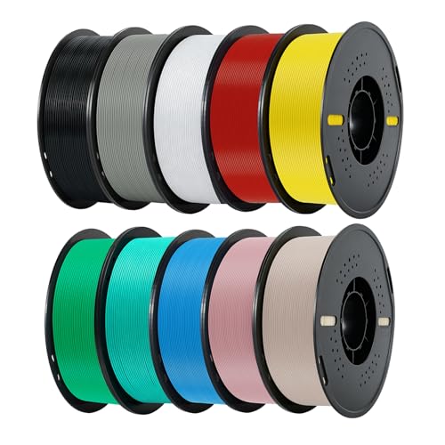 Image of Kingroon 10kg PLA 3D Printer Filament Bundle, Neatly Wound PLA Filament 1.75mm ±0.02mm, 1kg per Spool, 10 Pack(Turquoise Green+Black+White+Grey+Red+Yellow+Forest Green+Ocean Blue+Skin+Light Pink)