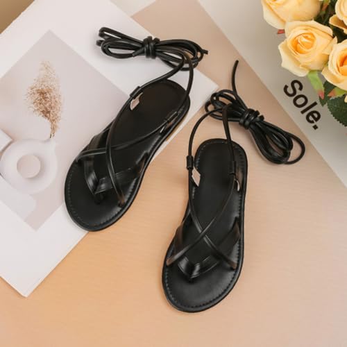 Girls Summer Strappy Tie Straps Gladiator Sandals Flats Lace up Beach Shoes4