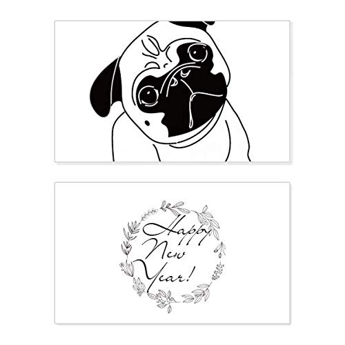 Tarjeta conmemorativa de Año Nuevo de perro animado negro para regalar