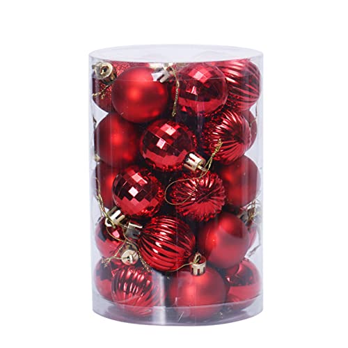 34 Stück Weihnachtskugeln Acrylkugeln Kunststoffkugeln zum Befüllen 4cm Plastik Durchsichtige Kugeln Dekokugeln Transparent Bastelkugeln Weihnachtsbaumkugeln Geeignet zum Befüllen Aufhängen (Rot)