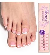 Beetles X Press Plus French Tip Toenails - Ivory French | Pink Short Square Press On Toe Nails | ...