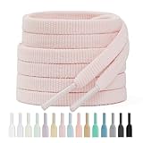 Handshop Boutique en Ligne 2 Paires de Lacets Plats de 6 mm Pour Baskets, Lacets de Sport Disponibles en 15 Couleurs Pour Chaussures de Sport Chaussures Rose laiteux 140 cm