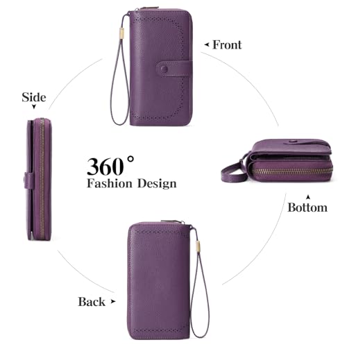 GAEKEAO Leather Credit Card Holder Wallet for Women RFID Blocking Large Capacity Bifold Zipper Card Case Organizer with Wristlet 45 Slots - Image 5