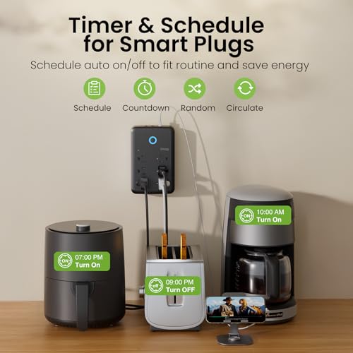 Image of GHome Smart Power Strip, 1800W /15A High Power Devices Support Surge Protector Extension Cord, 9 in 1 Smart Plugs that Works with Alexa Google Home, 2.4 GHz WiFi Wall Outlet Extender, No Hub Needed