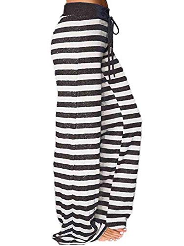 Image of iChunhua Women's Comfy Stretch Floral Print Drawstring Palazzo Wide Leg Lounge Pant