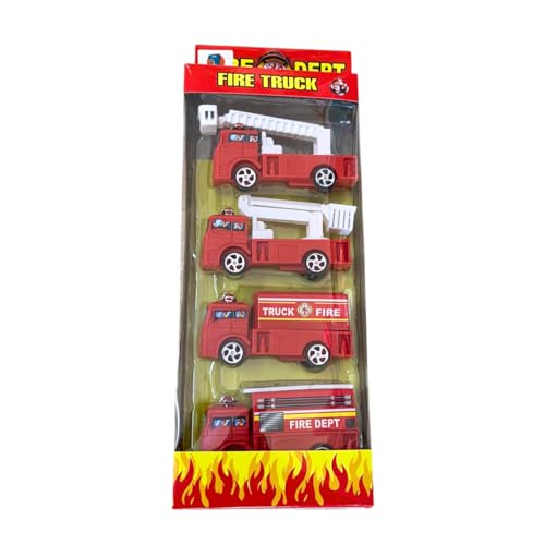 Kit Caminhão Bombeiros ou Construção Carrinhos de Fricção (Vermelho - Bombeiros)