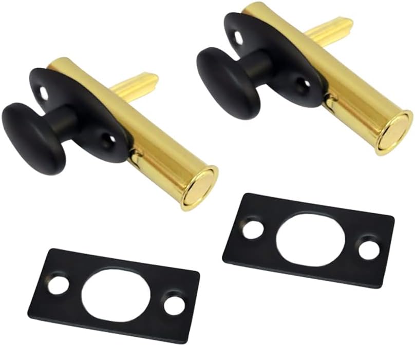 QCAA Solid Brass Mortise Door Bolt, Polish Brass, 2 Pack, Made in Taiwan