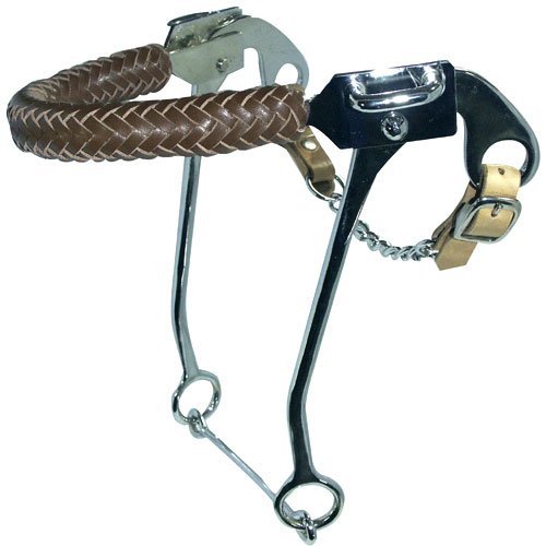 Coronet Braided Leather Nose Hackamore Bit with Curb Chain