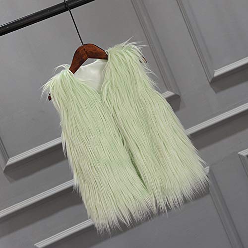 Girls Faux-Fur Jacket Coat Winter Thick Warm Fashion Cool Vest Clothes, Mint Green, 8-9 Years2