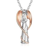 Gisunye Cremation Urn Necklace for Ashes Angel Wing Keepsake Locket Stainless Steel Cross Cremation Jewelry Waterproof Memorial Pendant