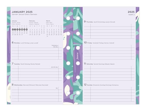 Pocket Illustrated Floral Week on 2 Pages Diary and Fill 2025