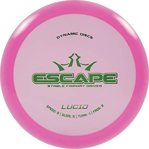 Dynamic Discs Lucid Escape Disc Golf Driver | Stable Fairway Frisbee Golf Disc | 170g Plus | Stamp Color Will Vary (Pink)