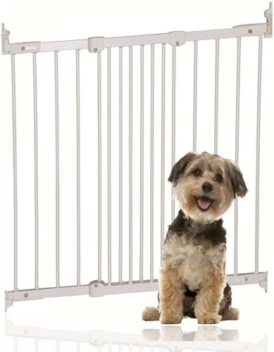 Bettacare Cancelletto di Sicurezza per Cani Versatile, Adattabile ad Aperture Irregolari o Insolite, 67cm - 105,5cm, Bianco, Cancelletto per Cuccioli per Scale, Barriera per Animali Domestici