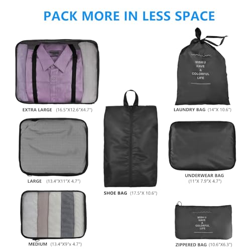 Image of Travel Organizer Bags Grey Packing Cubes Set (Set of 7 Pcs)