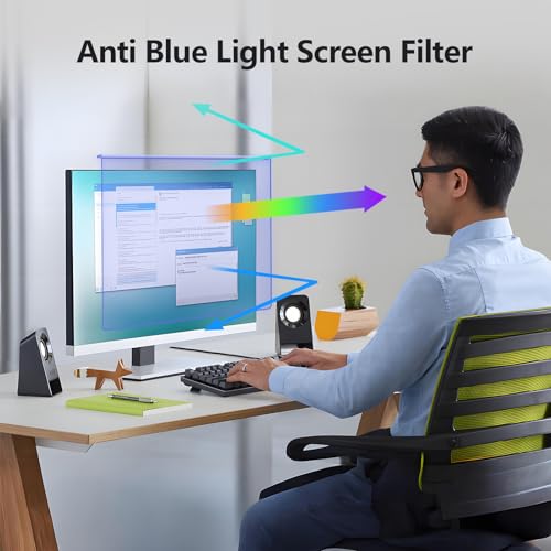 Image of 【2-Pac】32 Inch Computer Monitor Anti Blue Light Filter, Hanging Type | No Adhesive Installation | Reduces Eye Strain | Easy to Hang | Reusable Design | Scratch Resistant