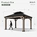 Aoxun 10' x 12' Outdoor Wood Gazebo, Hardtop Gazebo Permanent Wooden Pavilion with Galvanized Steel Double Roof, for Patio, Garden, Deck, Cedar Wood, Grey