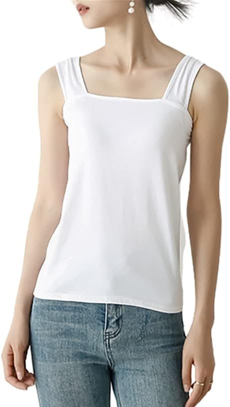 Women's Tank Top Camisole with Hidden Bra Straps, Inner Wear to Prevent Flashing, Pure Cotton, No Armpit Visibility, Chest Coverage, Sweat Absorbent, Quick Drying, Layering, High Stretch