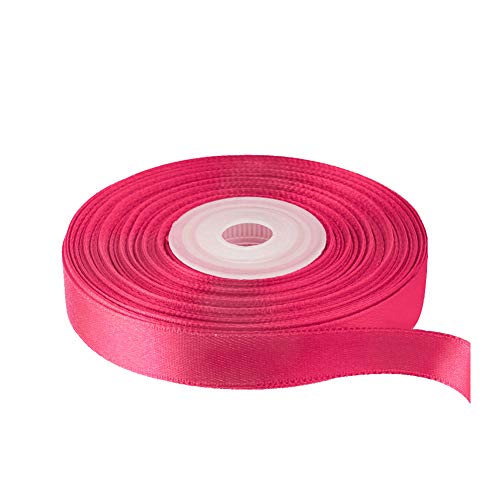 Image of Solid Color Double Faced Hot Pink Satin Ribbon 1 /2 inch X 25 Yards, Ribbons Perfect for Crafts, Wedding Decor, Bow Making, Sewing, Gift Package Wrapping and More