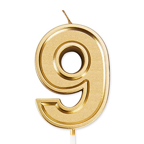 UVTQSSP 10 cm Gold Übergröße Zahlenkerzen Alles Gute zum Geburtstag Kerzen Funkeln Torte Kerzen Dekoration für Party Hochzeit Jahrestag Feier Zubehör Kinder Erwachsene (Form 9 Gold) Cover