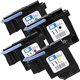 UPLUCA 11 Ink Printhead Set Replaceable Printhead (with Chip) Replacement for HP11 Designjet 500 800 Business Inkjet1200 C4810A C4811A C4812A C4813A Printer Replacement Part (4PK-BCMY)