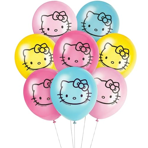 Lot de 8 ballons en latex Hello Kitty - 30,5 cm - Décorations de fête d'anniversaire vives
