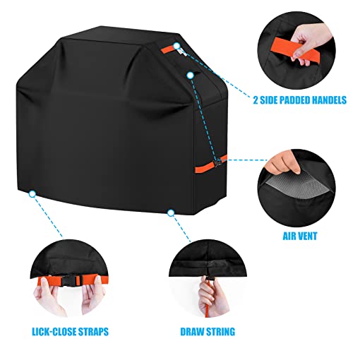 Grill Cover Bbq Grill Cover 600D Heavy Duty Waterproof Gas Grill Cover, Uv & Dust & Rip-Proof, Barbecue Grill Covers For Weber, Brinkmann, Char Broil Grills And More, (59" L X 24" W X 46" H, Black) #TOP3