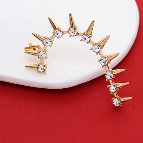 Retro Punk Crystal Rivet Ear Climber Earrings Gothic Sparkly Rhinestone Left Ear Cuff Clip Wrap Earring For Exaggerated Jewelry Jacket For Women Girls 1Pcs (Crystal Rivet Ear) #TOP4