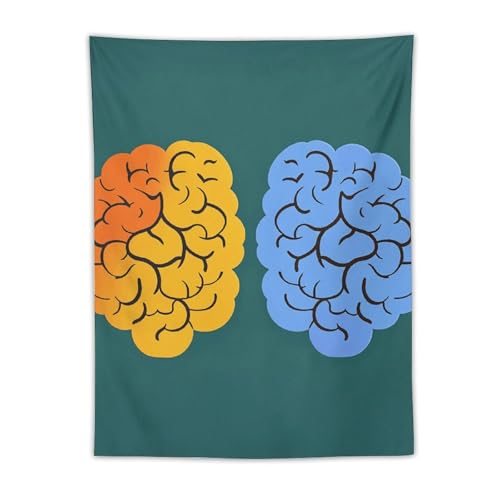 NWGHM Tapisserie murale à suspendre - Avantage du cerveau gauche et droit - Tapisserie murale esthétique pour chambre à coucher - Toile de fond personnalisée - Poster d'art mural pour salon,