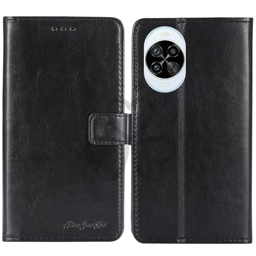 TienJueShi Black Book Stand Retro Flip Leather Protector Phone Wallet Gel Cover Etui TPU Silicone Case For Huawei Nova 14 Lite 6