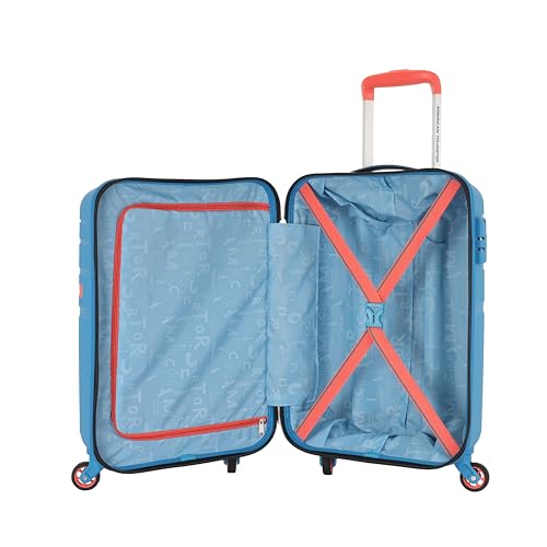 Image of American Tourister Upland Sport 55 CM Small Carry-On Polypropylene (PP) Hard 4 Wheels Spinner Luggage /Suitcase /Trolley Bag for Travel (Mediterranian Blue)