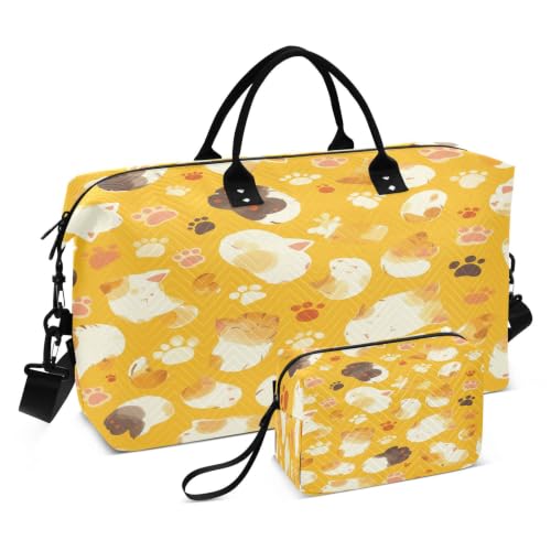 Sac de sport de natation pattes de chat jaune pour voyage et maquillage