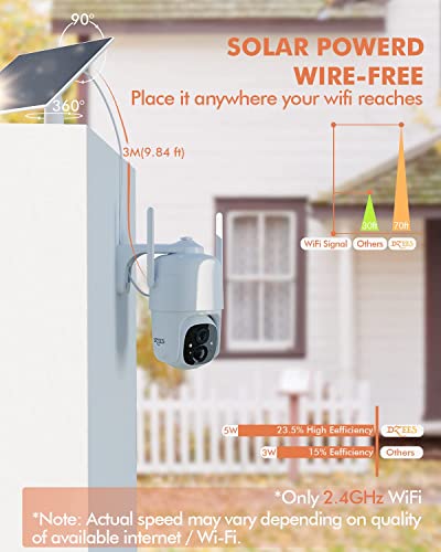 Image of Dzees Security Cameras Wireless Outdoor, 2K Pan /Tilt 360 View Solar /Battery Powered WiFi Cameras for Home Security with AI Motion Detection,Color Night Vision, 2-Way Audio, IP66, SD /Cloud Storage