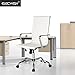 Elecwish,Adjustable Office Executive Swivel Chair, High Back Padded Tall Ribbed, Pu Leather, Wheels Arm Rest Computer Chair, Chrome Base, Home Furniture, Conference Room Reception (White)